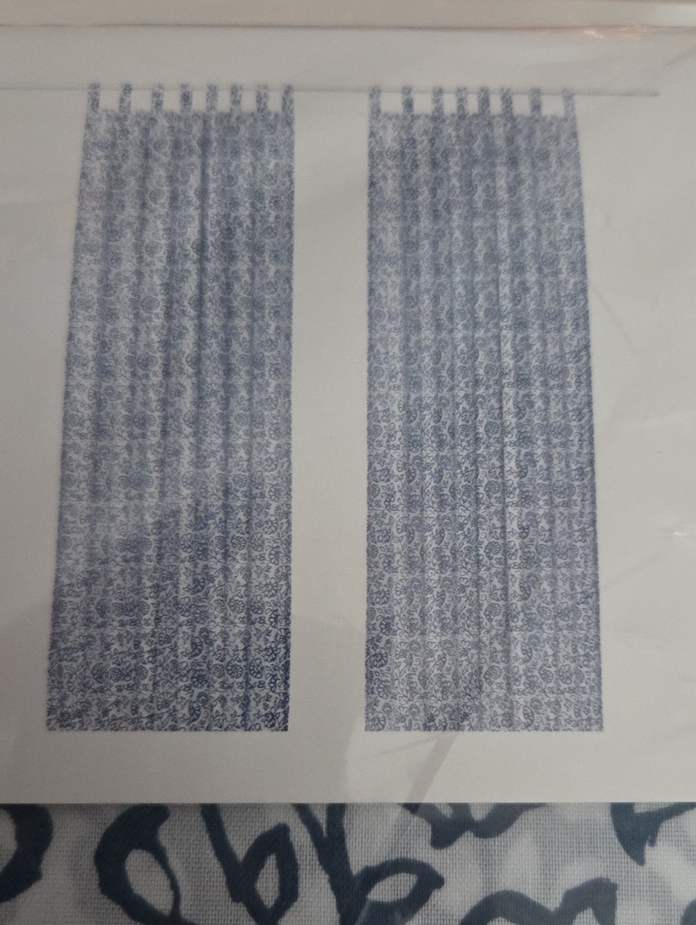 IKEA Blue Patterned Tab-Top Curtains